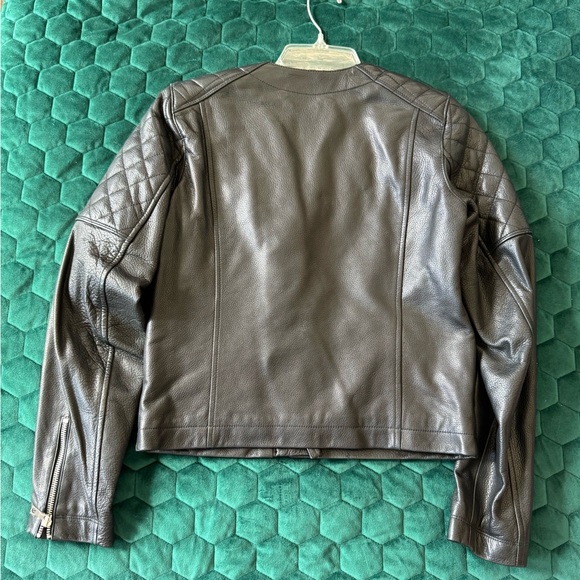 GAP Black Leather Biker Jacket - Picture 4 of 7